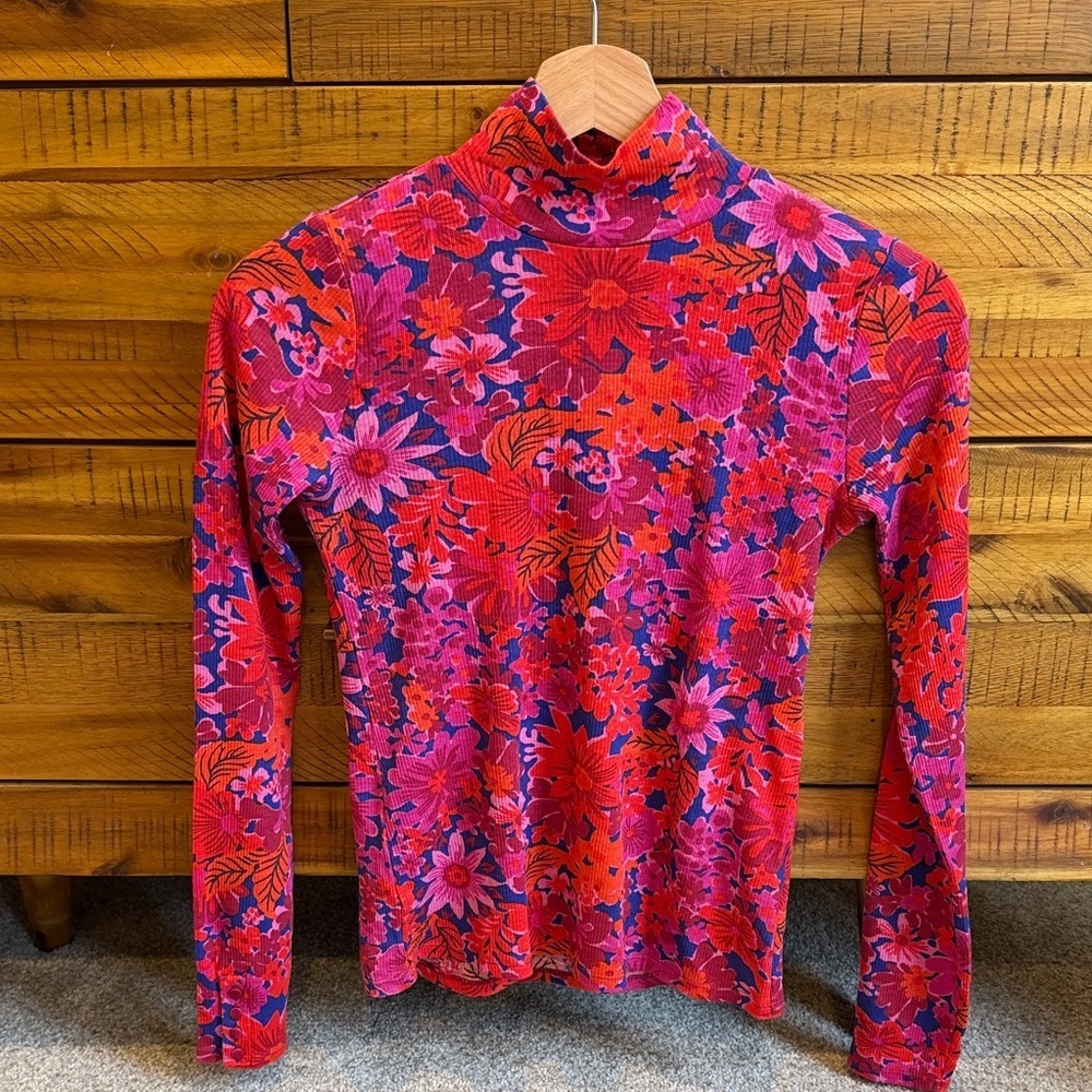 Sezane Floral Red and Purple Women's Top - Picture 3 of 7